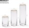 4E's Novelty Set of 3 Glass Cylinder Vases for Centerpieces, 6, 9, 10.5 Inch Tall, 3.5" Wide with Gold Rim, Clear Glass Vase for Candles
